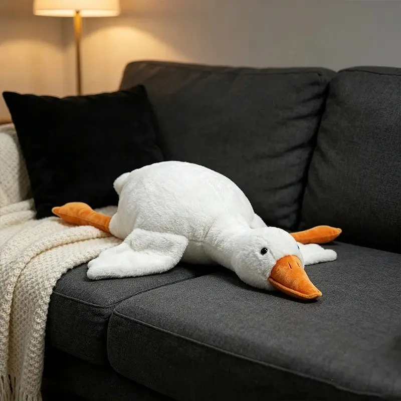 90/130cm Large Goose Plush Pillow, Soft Perfect Cushion, Cute Animal Decor for Living Room, Elegant Gift Idea