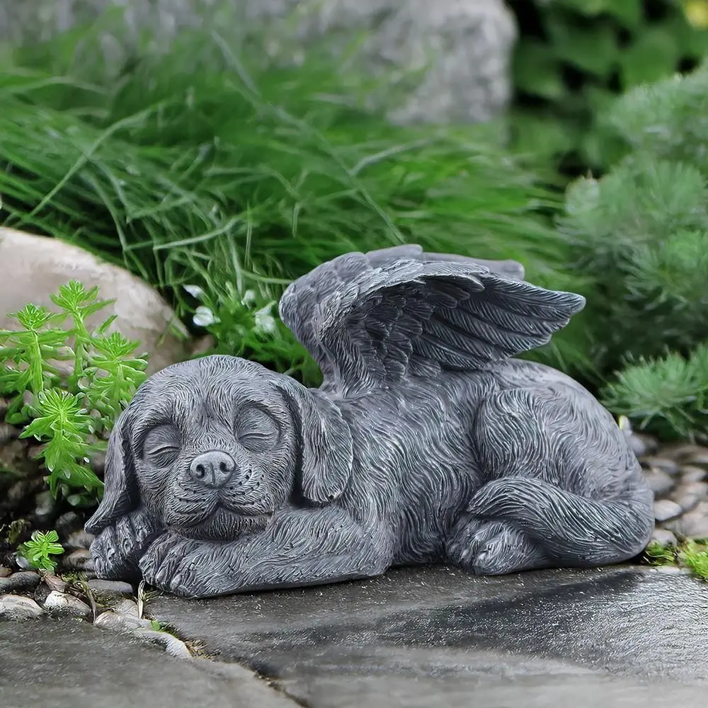 New angel cat or dog-shaped commemorative statue, 1 durable winged statue, a pet farewell memorial gift, suitable for cat lovers and dog lovers, expressing eternal love. Ideal gift for Halloween and Christmas.