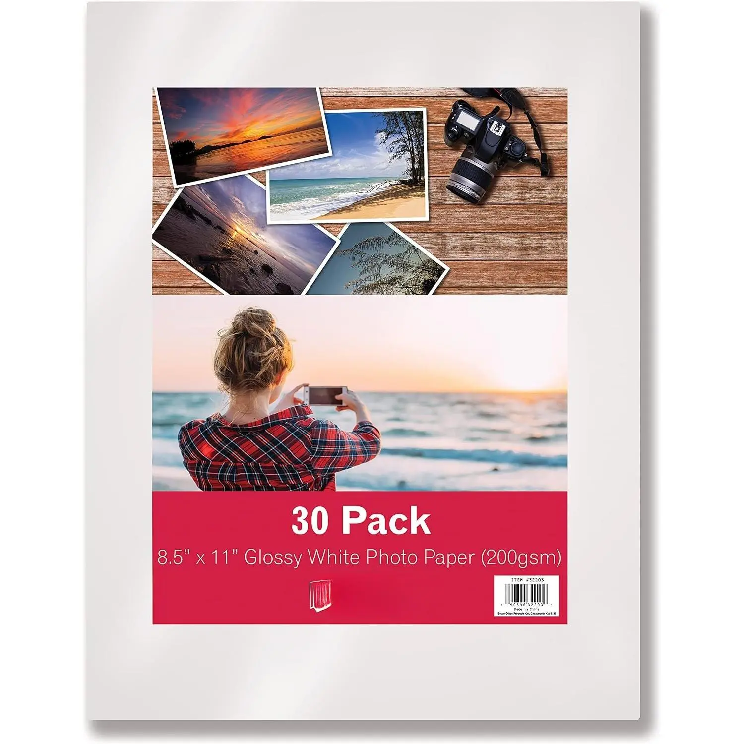 Glossy Photo Paper, 8.5 x 11 Inch, 30 Sheets, 200 gsm, Letter Size, 30-Count Pack