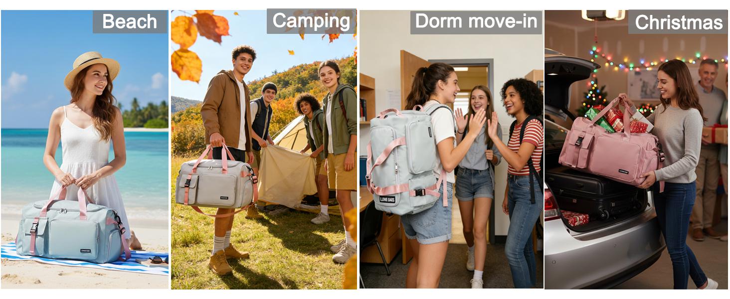 Gym Duffle Bag for Women Men, Sports Backpack with Wet & Shoe Compartment, Fitness Overnight Weekender Bag for Yoga, Swim, Travel (Style B, Black)