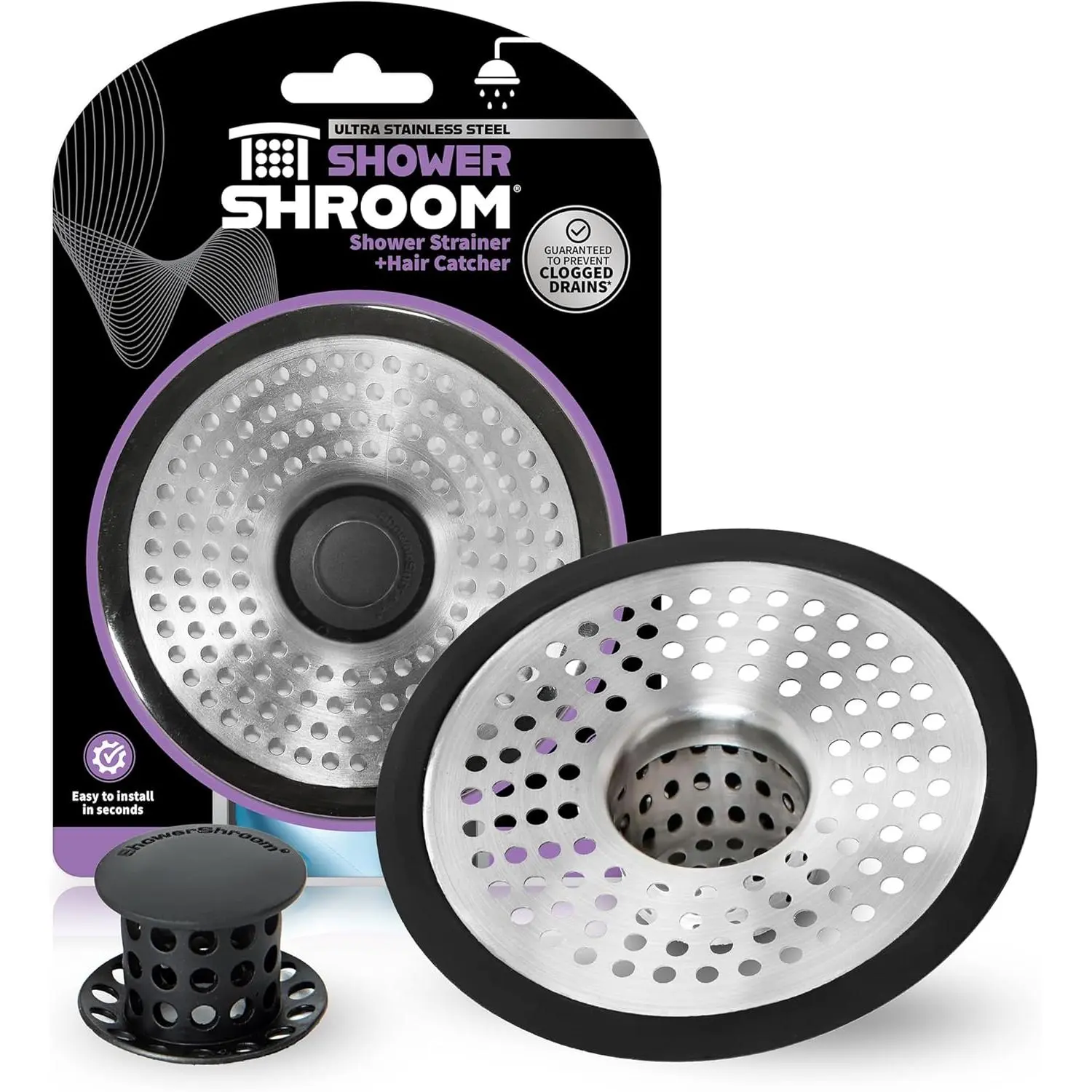 SHSULT755 Ultra Revolutionary Stainless Steel Shower Hair Catcher, Universal Fit Bathroom Drain Protector