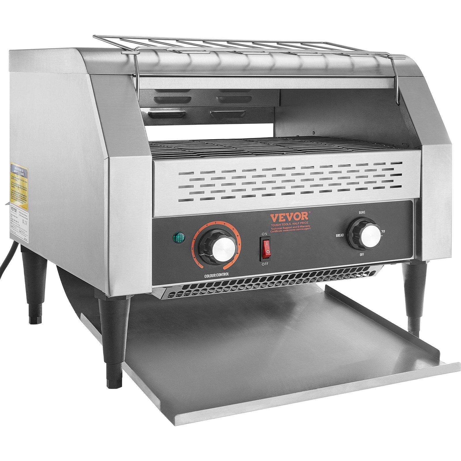 VEVOR Commercial Conveyor Toaster, 450 Slices/Hour Conveyor Belt Toaster, Heavy Duty Stainless Steel Commercial Toaster Oven, Electric Restaurant Commercial Toaster for Toast Bun, Bagel, Bread