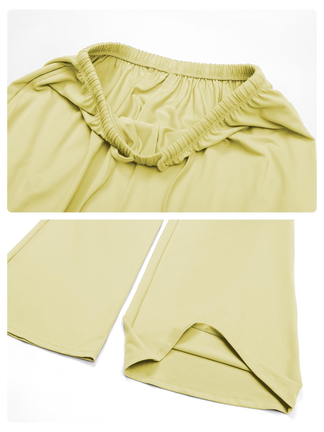 Women's Solid Halter Neck Top & Wide-Leg Pants Sports Set, Casual Sleeveless Top & Pants for Daily Outdoor Wear, Ladies Activewear Set for Tennis and Running, Workout Clothes, Breathable Activewear, Yoga Gym Outfits