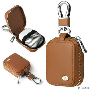 Universal Faux Leather Earbud Storage Case Built In Anti Lost Metal Clip Shock Dust Resistant Lining Compact Portable Hard Shell Compatible With Multiple Wireless Earbud Models For Car Travel Daily Carry Accessory