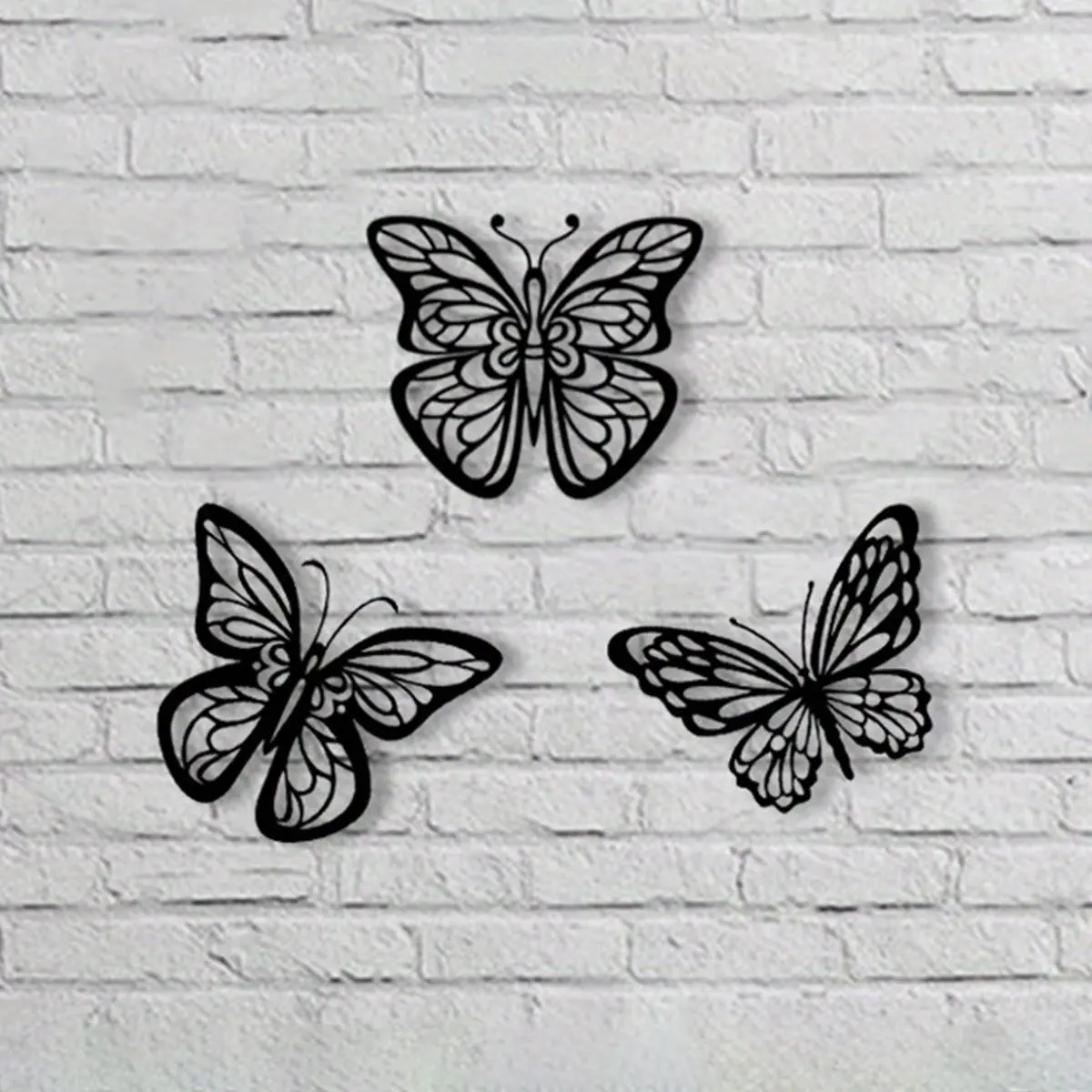 3-Piece Metal Butterfly Design Garden Wall Art Set, Perfect for Yard Decor, Outdoor Decoration, Garden Embellishment, Enhance Your Garden Space, Garden Accessories