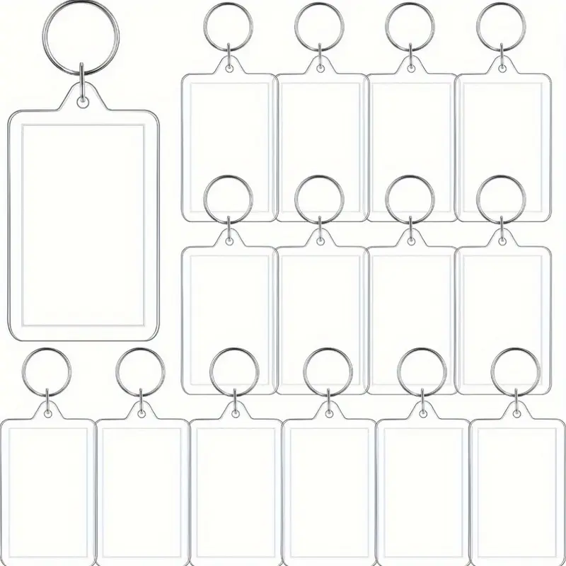 15pcs photo keychain set, transparent acrylic blank insertable photo frame, suitable as gifts, photos are replaceable, party supplies, festive party supplies, Keychains DIY