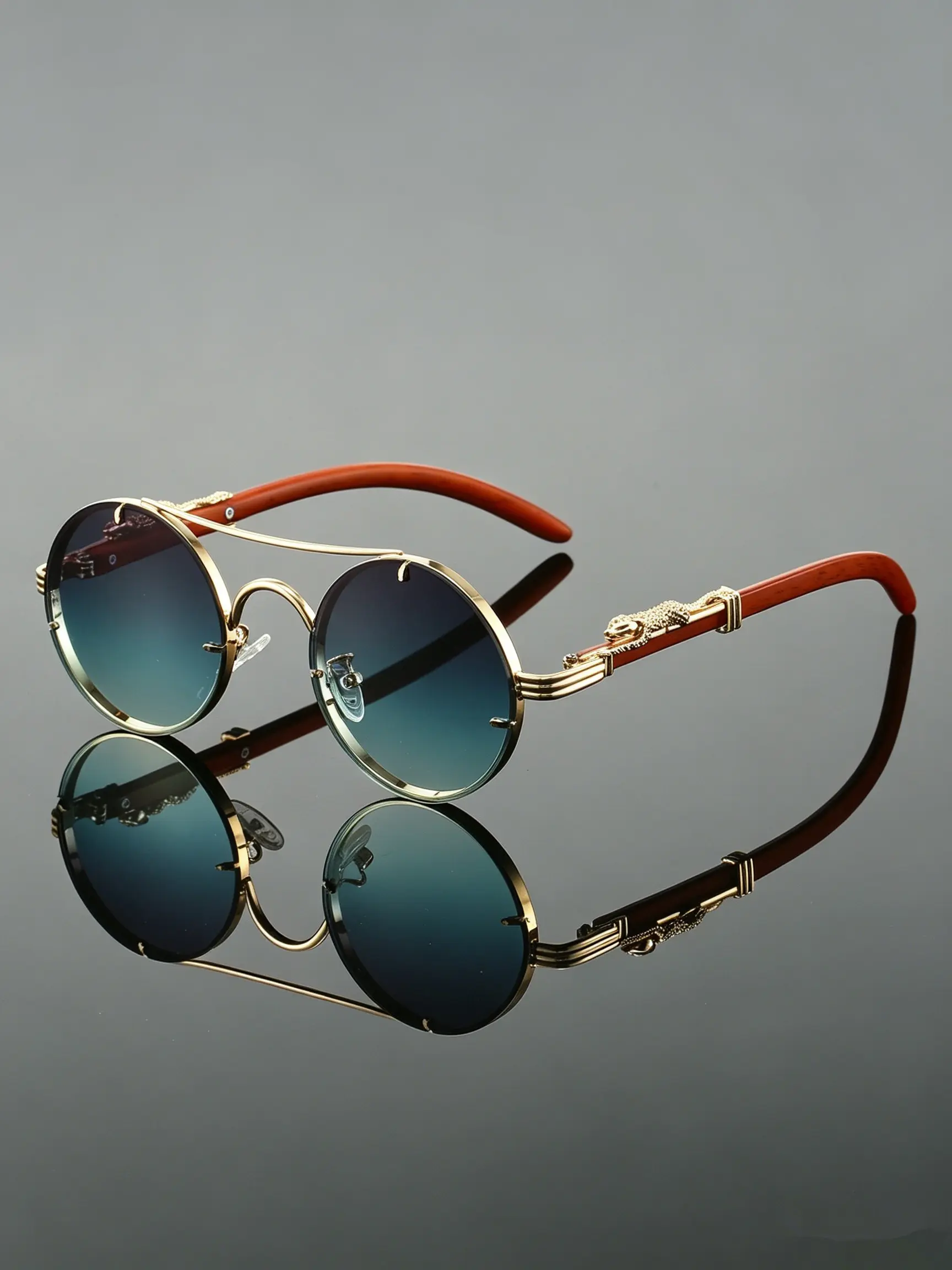 Vintage Leopard Head Sunglasses, Unisex Fashion Round Frame, Trendy Streetwear Sunglasses, Street Style Accessory, Beach Wear, Daily Use, Trendy Eyewear