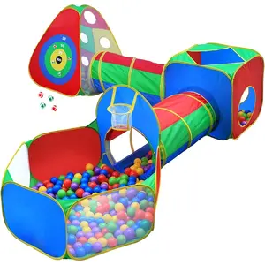 5pc Kids Ball Pit Tents and Tunnels, Toddler Jungle Gym Play Tent and Crawl Tunnel, for Boys Babies Infants Children, Indoor Outdoor Gift, Target Game with 4 Dart Ballsfidget toys
