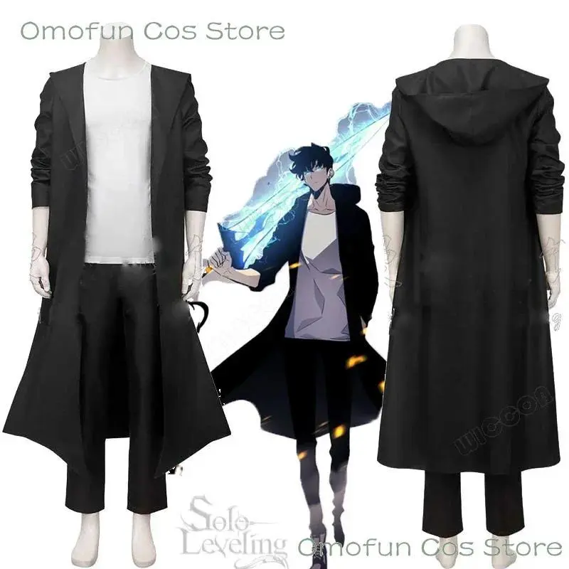 Sung Jin-woo Solo Leveling Cosplay Costume, Anime Style Polyester Trench Coat for Halloween Parties and Conventions, Cosplay Outfit, Anime Fans, Hand Wash Only, S, Clothes, Anime Cosplay