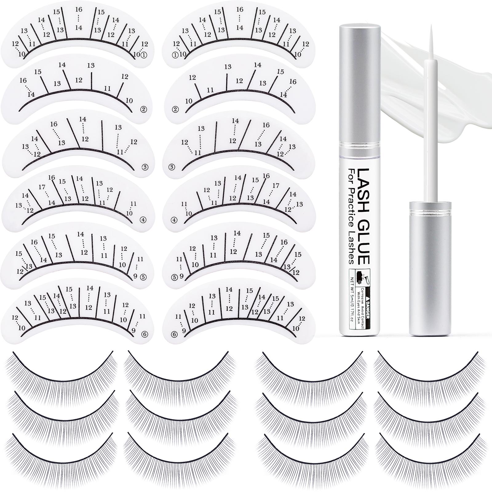 Practice Lashes Kit for Eyelash Extensions, Training Strips & Lashes for Lash Mannequin Head, Beginner Friendly Lash Extension Supplies, Lash Clusters Kit, Eyelash Tools