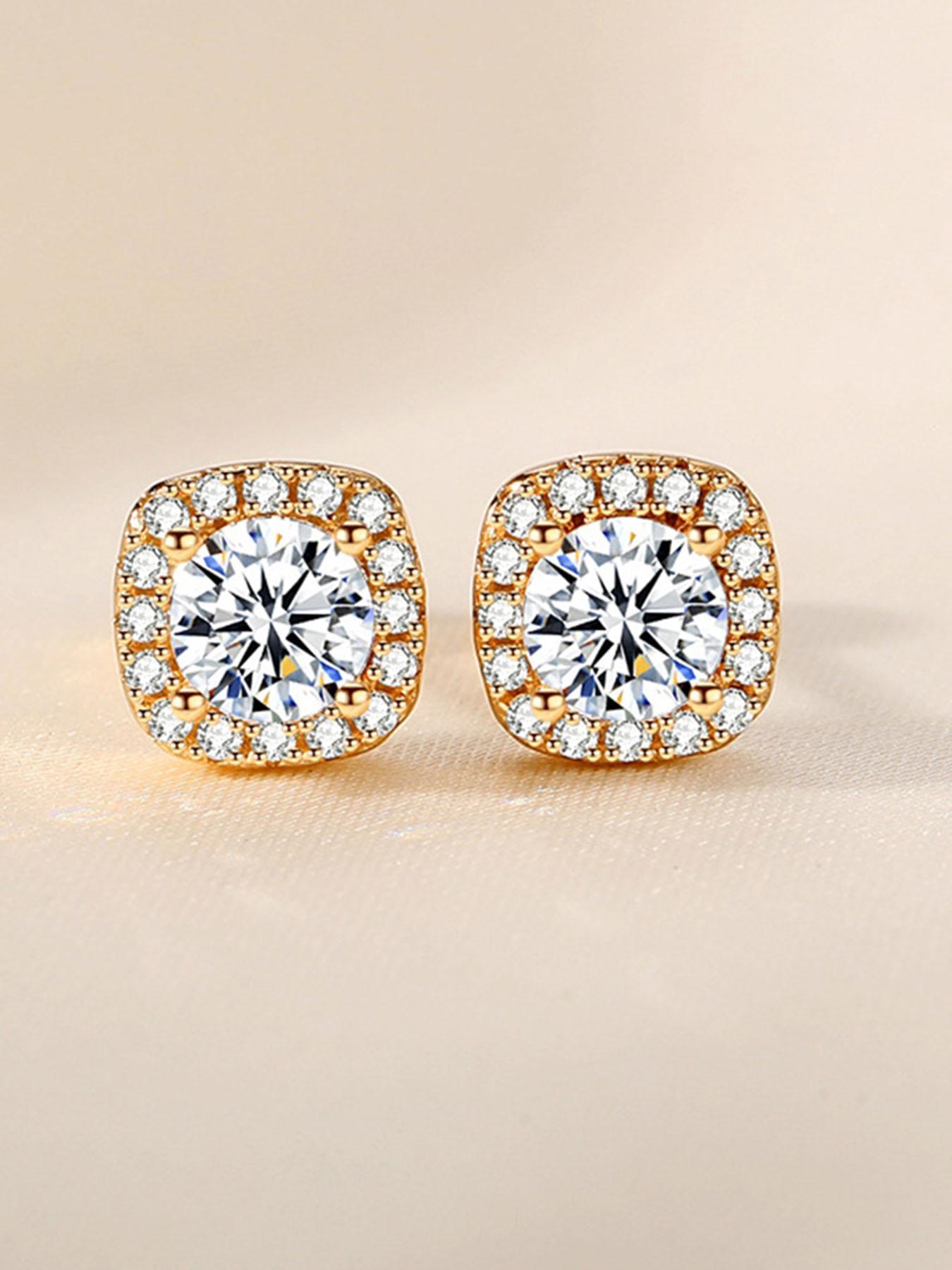 925 Sterling Silver Fashion Square Synthetic Moissanite Decorated Square Shaped Earrings, Elegant Matching Jewelry for Women, Daily Decor, Birthday Gift