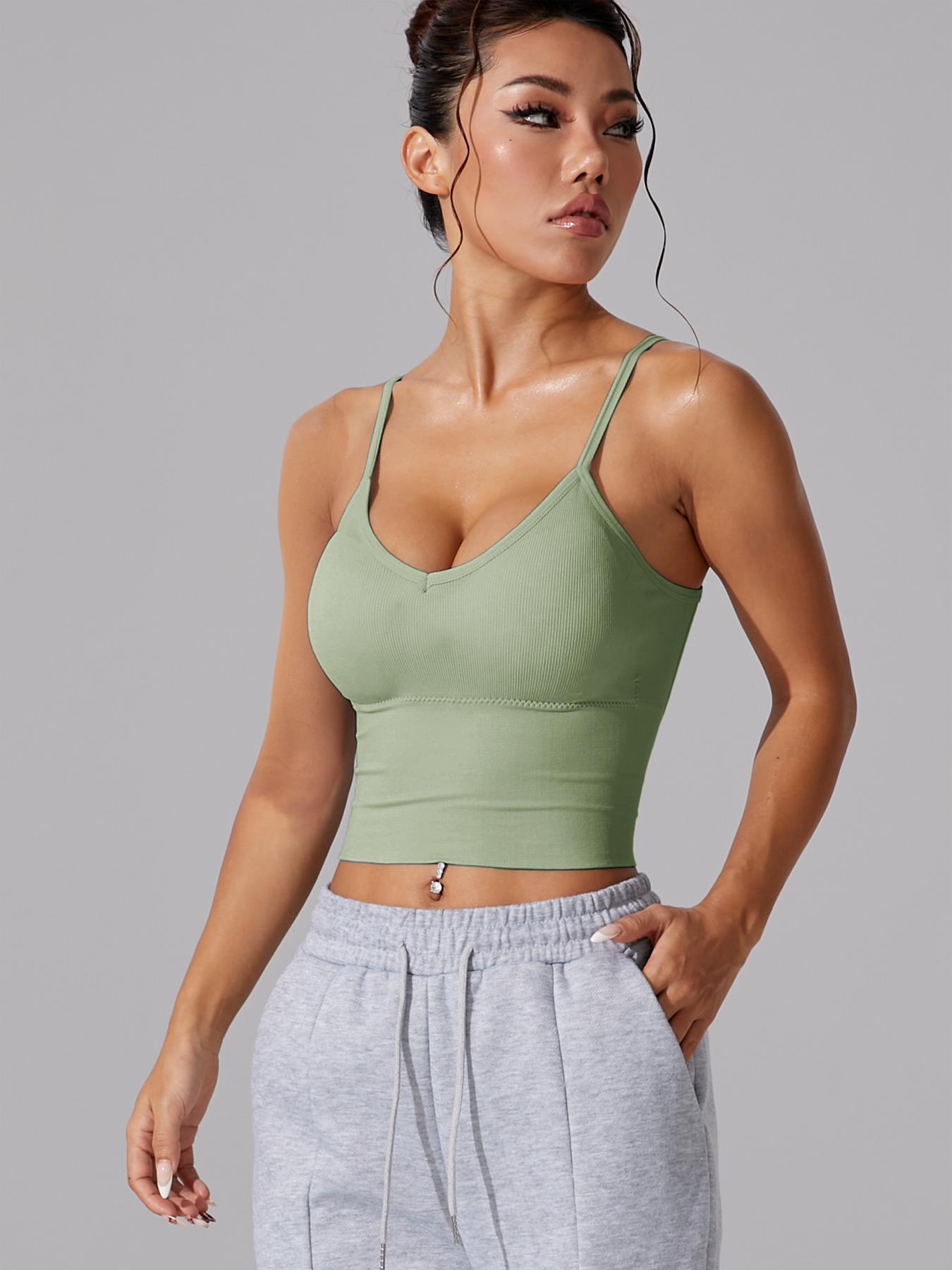 Women’s B1069-1 Sports Vest, Plain Color Tight Fit V Neck Tank Top for Outdoor Running, Fitness, and Yoga Top, Gym Tops