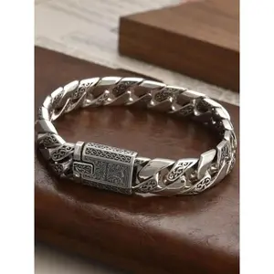 Men’s Vintage Punk Style Link Chain Bracelet Made Of Wear-Resistant Solid Stainless Steel, Tough Long-Lasting Metal Texture, Versatile Fashion Ornament Suitable For Daily Casual Outfits And Night Party Styling, Simple Premium Jewelry & Thoughtful Birthday