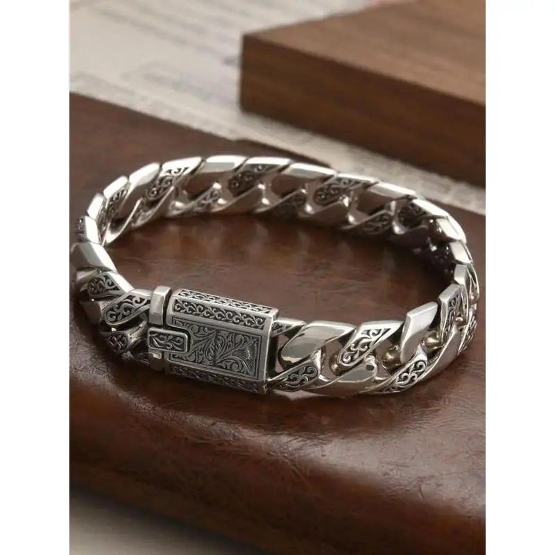 Men’s Vintage Punk Style Link Chain Bracelet Made Of Wear-Resistant Solid Stainless Steel, Tough Long-Lasting Metal Texture, Versatile Fashion Ornament Suitable For Daily Casual Outfits And Night Party Styling, Simple Premium Jewelry & Thoughtful Birthday