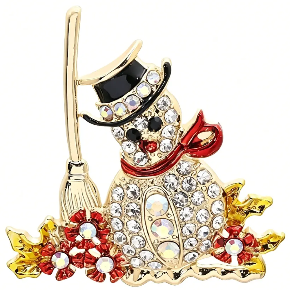 Christmas Cute Snowman Brooch Retro Exquisite Christmas Snowman Boot Brooch for Women