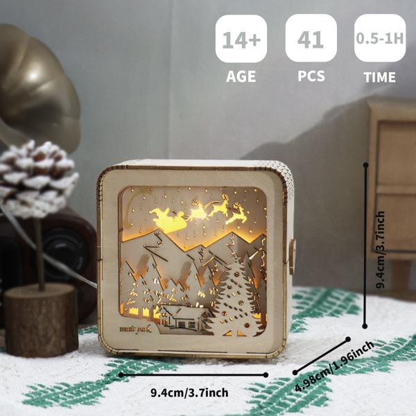 3D Wooden Puzzles Merry Christmas Model Kit Night Lights Desk Decorations Birthday Christmas Gifts For Women