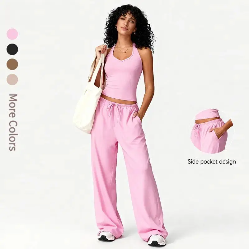 Women's Yoga Set, Quick-Dry Backless Cami Sports Wear, Casual Running Fitness Outfit