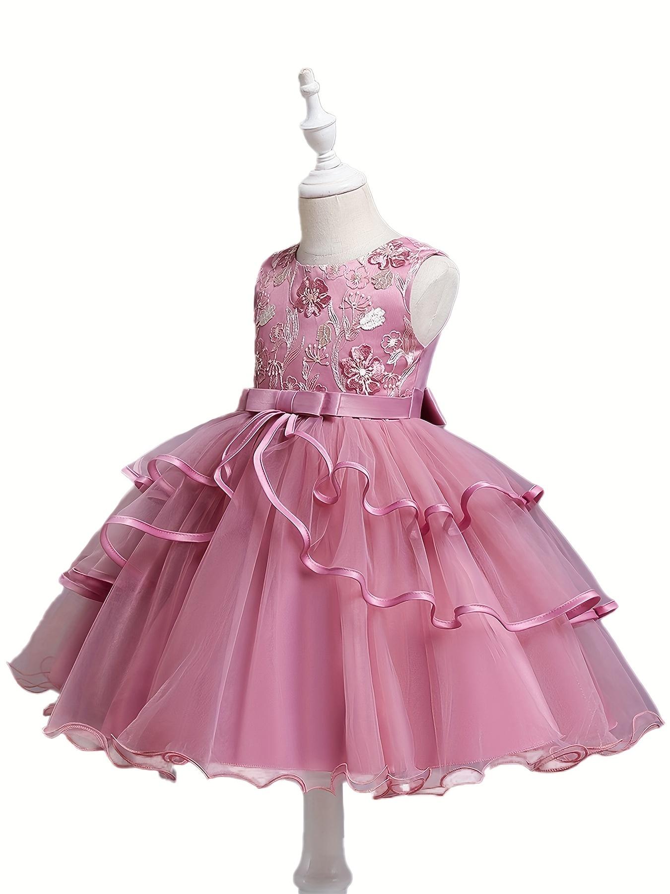 Formal Occasions Girls Mesh Embroidered Puffy A-line Princess Dress Birthday Evening Party Wedding Flower Girls Party Dress Gifts  Gifts
