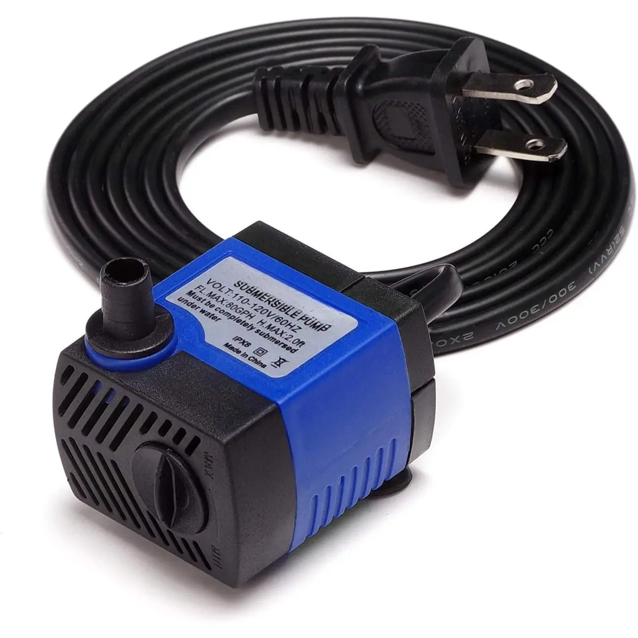 Small Fountain Pump, 80 GPH Submersible Water Pump for Aquarium Fish , Outdoor Water Fountain, Hydroponics, Pond Filter Pump