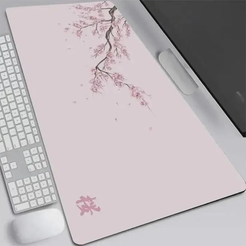 Aesthetic Pink Sakura Desk Mat, Japanese Cherry Blossom Mouse Pad, Cute Pastel Desk Decor, Desk Accessories