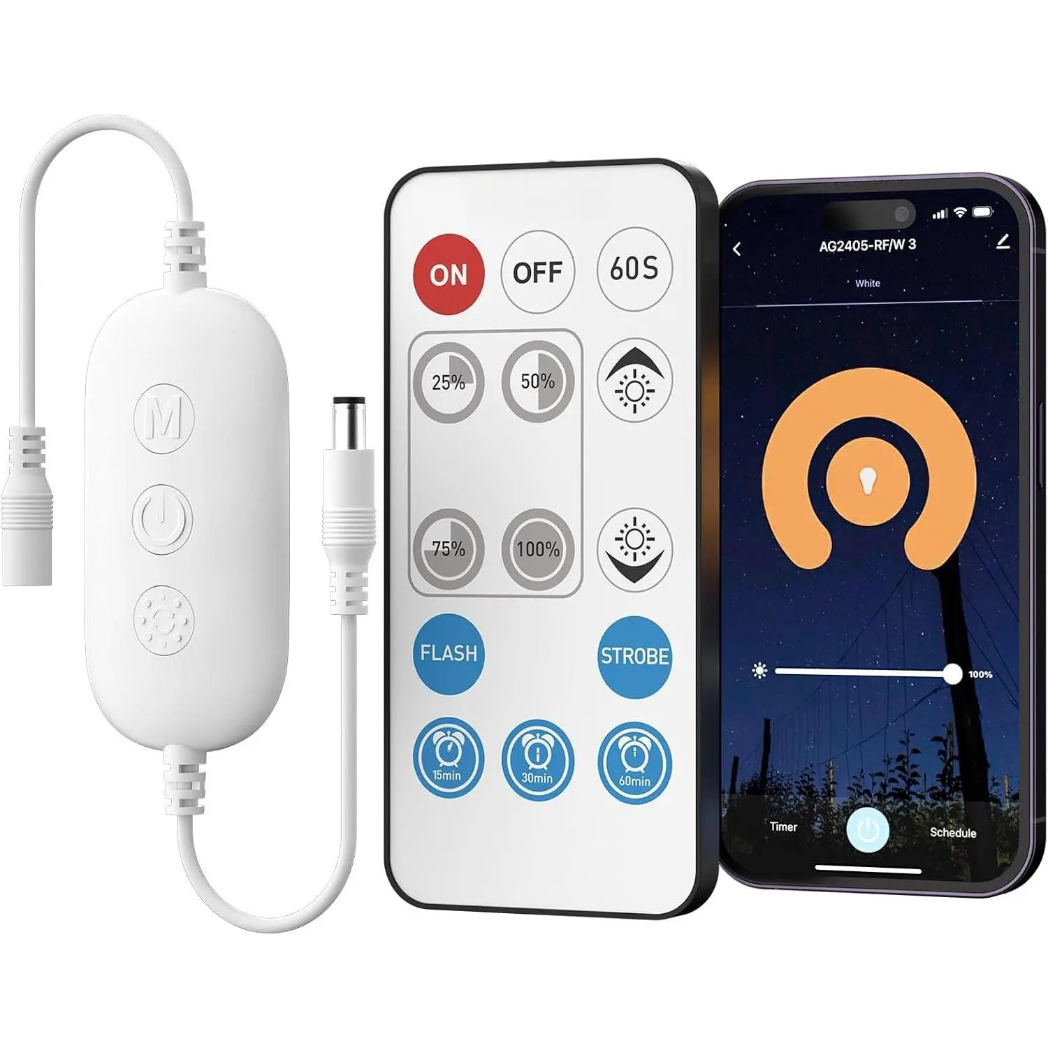 RF WiFi  Remote Dimmer for Single Color LED Strip Lights,Compatible with Alexa and ,14-Key  Remote,DC 12-24V Controller for 3528/2835/5050/COB LED Strip Light