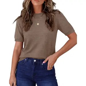 Short Sleeve Sweaters for Women Summer Lightweight Loose Business Casual Tops (XS-XXL)