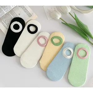 Dopamine candy-colored invisible boat socks for women, summer thin non-slip low-cut seamless short socks