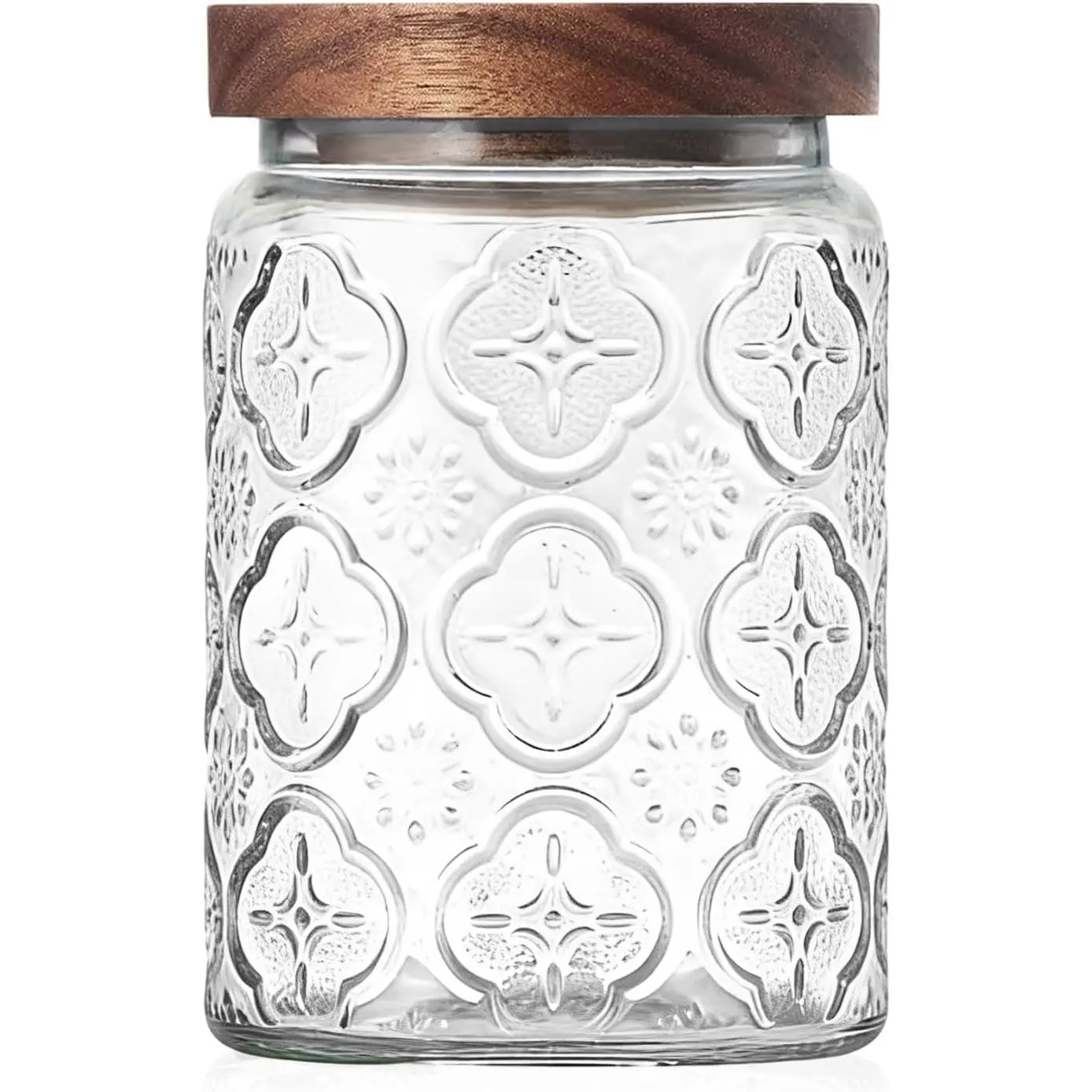 Glass Jar with  Lid - Christmas Airtight Canisters for Kitchen Countertop Bathroom, Storage Candy, Cookie, Coffee, , Sugar, Flour,  (Begonia, 24oz/700ml)