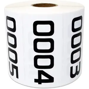 Consecutive Numbers (0001-1000) - 3" x 1.5" Number Labels White Inventory Prenumbered Sequential Stickers Durable Laminated Vinyl  Numbered Stickers - 1 Pack, 1000 Labels