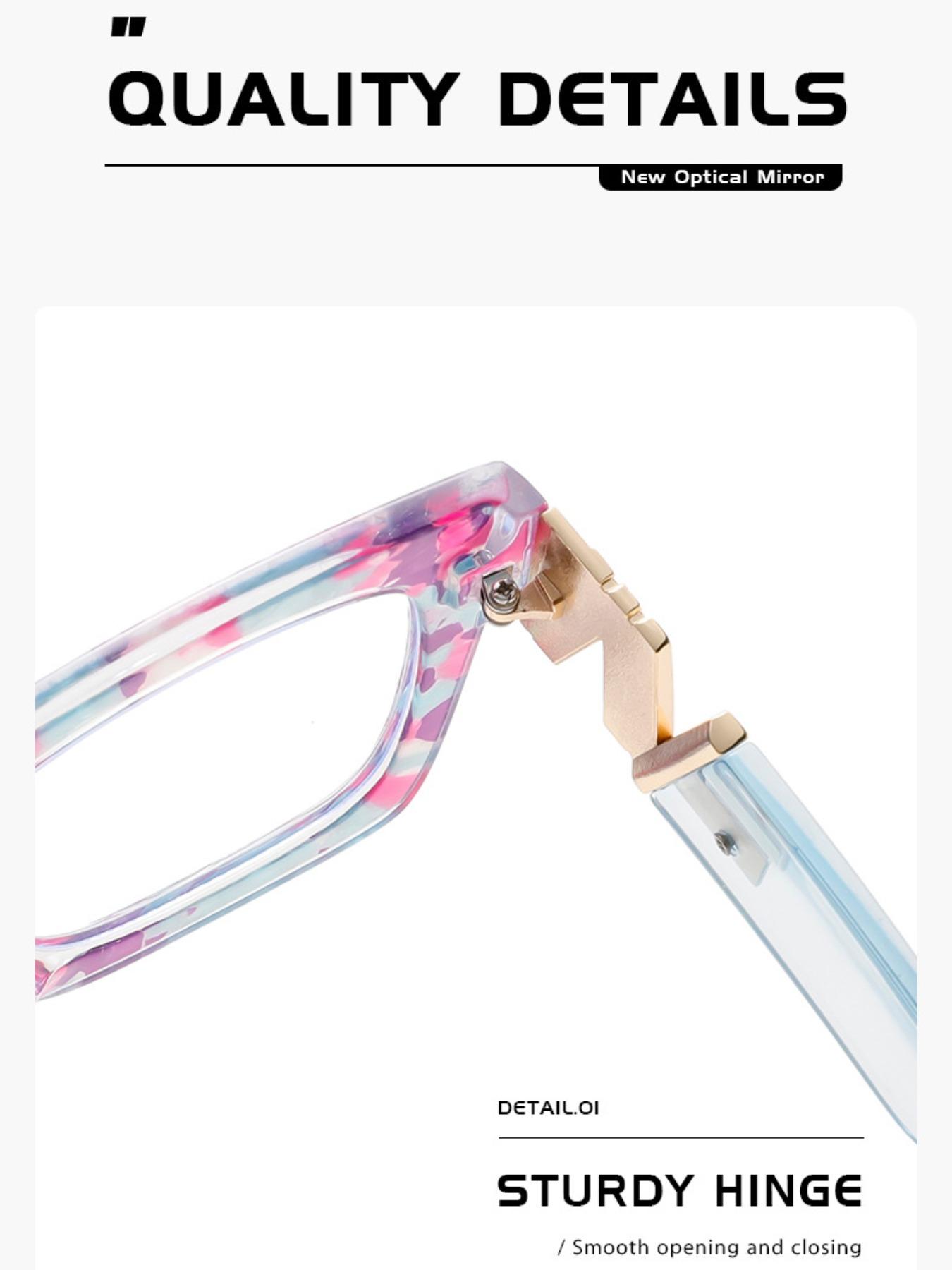 Fashion Floral Pattern Eyeglasses Frame, Casual Large Frame Eyeglasses for Women & Girls, Fashion Eyeglasses for Work, Daily Clothing Decor, Stylish Square Frames, Fashionable Frames Glasses