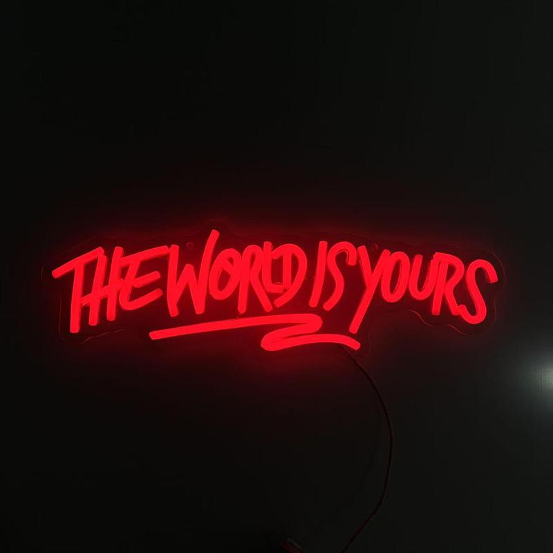 "The World Is Yours" Neon Sign, USB-Powered Light for Party and Room Decor, Unique Wall Art Lamp, Gift for Halloween, Christmas and Birthdays #TOP PICKS