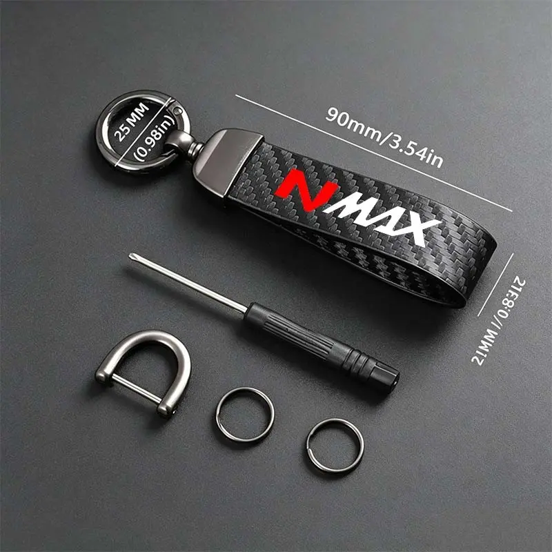 Carbon Fiber Texture Keychain for Yamaha Hn Max Motorcycle, Smooth Surface, Fashionable Design, Durable Material, Ideal for Daily Use