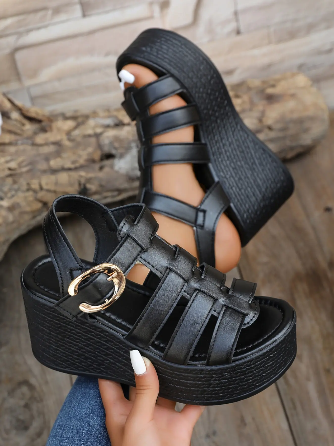 Comfortable Thick Heeled Women Sandals (sizes 35-43), Wide Fit Design, Adjustable Ankle Strap, Breathable Laces, Non-Slip Sole, Summer Shoes