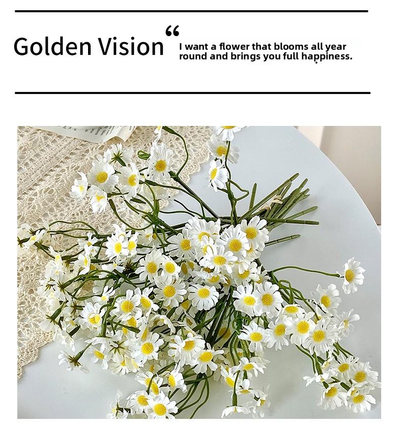 Chamomile artificial flower bouquet, small daisy fake flowers, living room decoration, table flower arrangement, decorative bouquet, photography prop