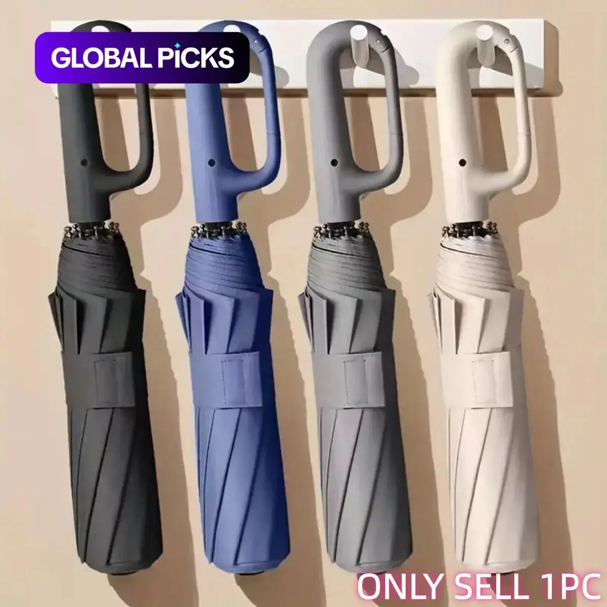 Automatic Folding Umbrella, Portable Rain Umbrella with Loop Buckle, Windproof & Waterproof Umbrella for Men & Women, Portable Foldable Umbrella