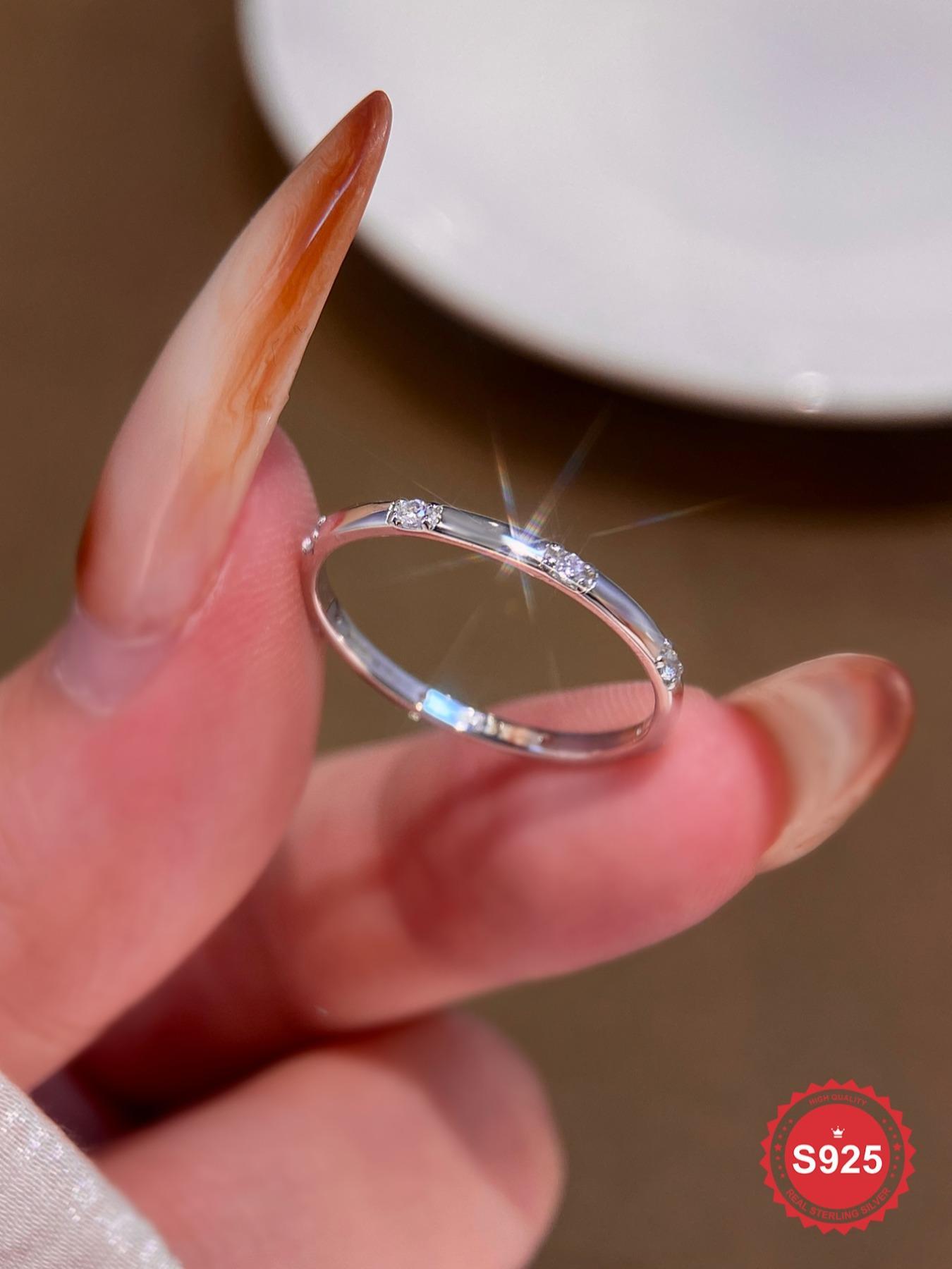 S925 Sterling Silver Fashion Artificial Zircon Decorated Ring, Elegant Everyday Ring, Fashion Jewelry for Party, Daily Clothing Decor, Trendy All-match & Exquisite Jewelry for Birthday Gift