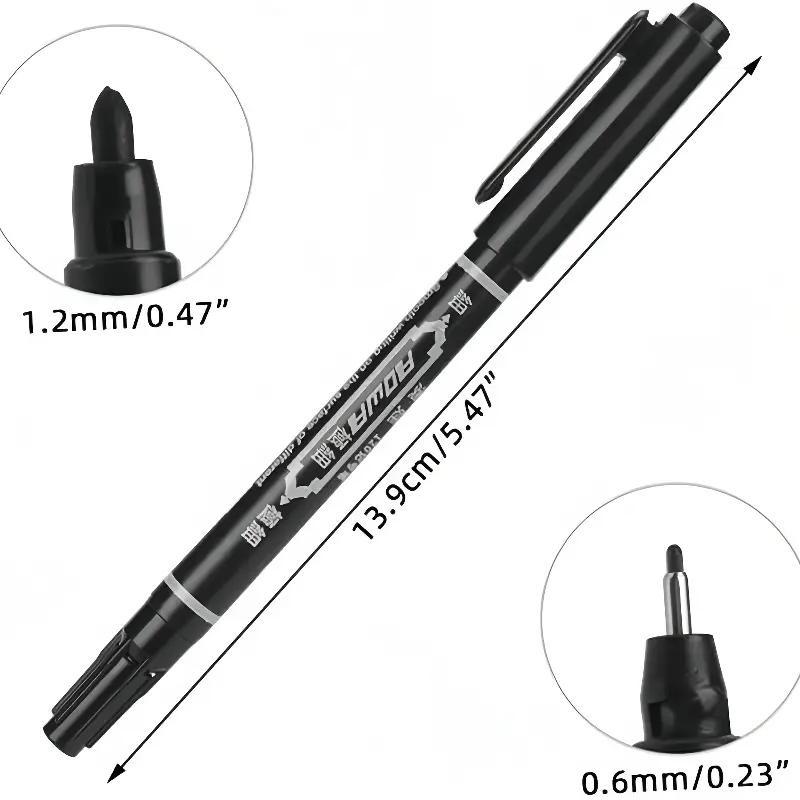 A set of 4 double-ended markers - oily material, fast drying, anti-fading, smooth writing, double-ended design can achieve both thin and thick lines