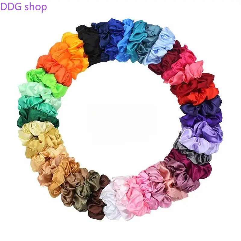 Satin Scrunchies Women Hair Accessories, Hot Large Solid Color No Crease Hair Ties, Oversized Smooth Anti-Frizz Gentle Elastic Silk Fabric Scrunchies For Thick Fine Hair, Soft Glossy Ponytail Holders For Daily Sleep Gym Wedding College, Wholesale Bulk Hai