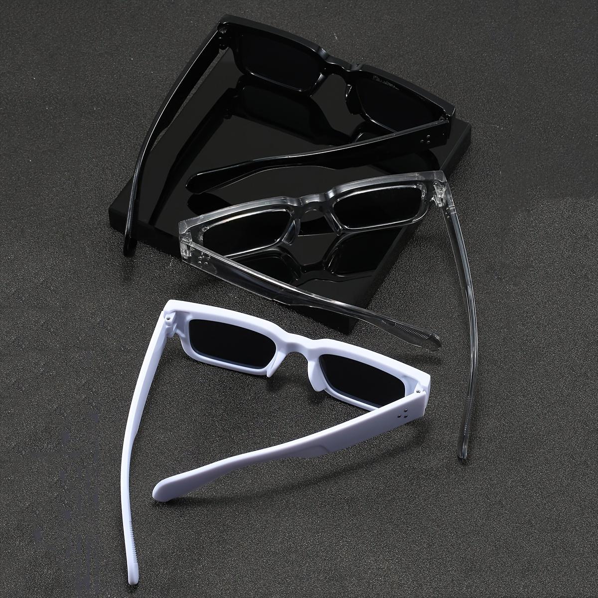 3 PCS Men's Lightweight Plastic Small Frame Square Fashion Glasses - Anti-Reflective Lenses, Black/Transparent/White Frames for Driving, Daily Use, & Music Festivals, Driving Eyewear, Sleek Eyewear Design, Highquality Lenses, Festival Goers gift for women