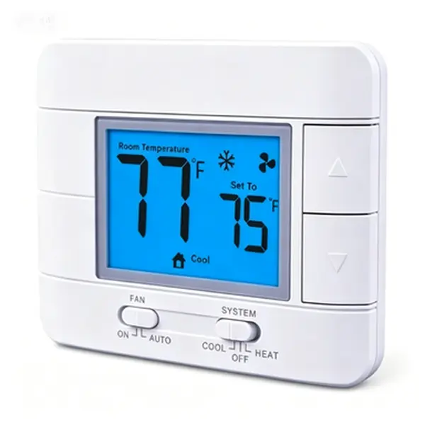 Non-Programmable Digital Thermostat - Single-Stage Heat/Cold HVAC Controller, Non-Wi-Fi Indoor Thermometer with Humidity Sensor, Backlit Screen, +/-1° Accuracy, Large Blue LCD Display, Easy Installation
