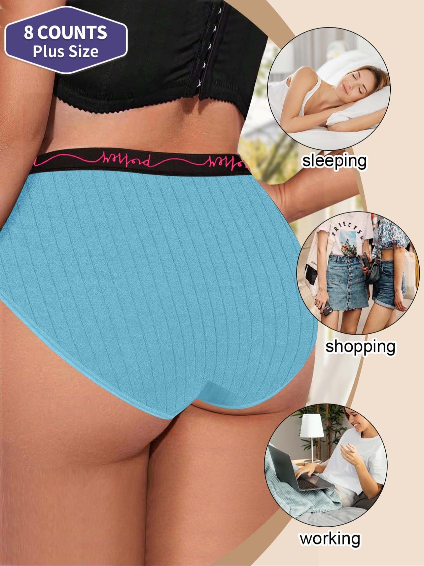 【Plus Size】 Letter Tape Briefs, Soft Comfy Breathable Panty for Daily Wear, Women's Underwear for All Seasons