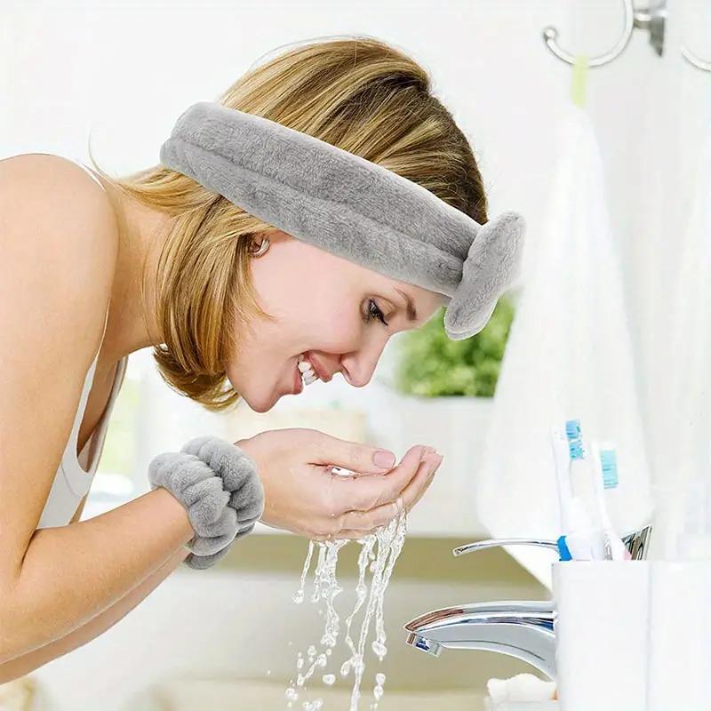 Cute Facial Washing Accessories for Women and Girls, 1-Count Bowknot Decor Headband and 2-Count Wrist Bands, Soft Face Washing Bands for Daily Use, Skincare Tools #GLOBAL PICKS