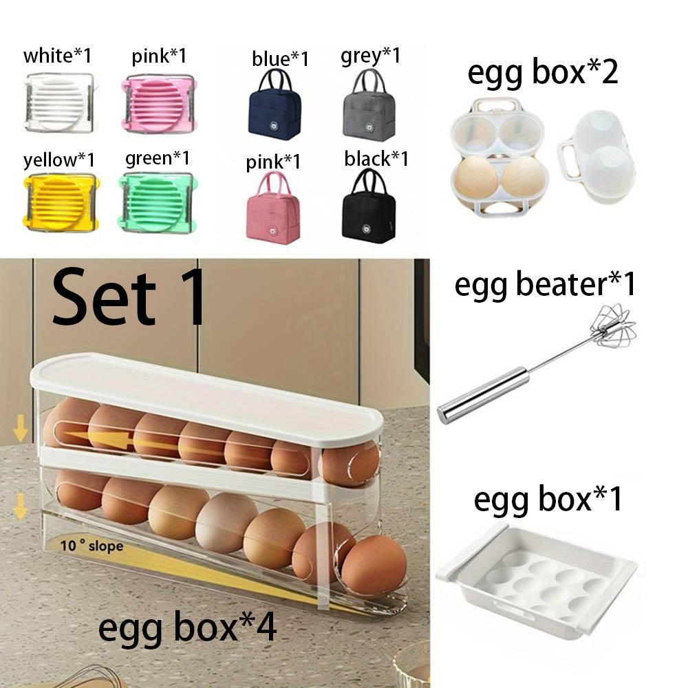 Clear Rolling Egg Storage Box – 1 Count Space-Saving Egg Holder, Durable Stackable Plastic Egg Organizer for Refrigerator, Fridge & Kitchen Accessories, Easy Access Design