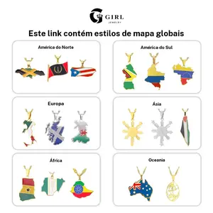 GGIRL Fashion World Map Pendant Necklace 18K Gold Plated National Flag Design for Men Women Neutral Gift Travel Enthusiast Modern Versatile Streetwear Statement Jewelry，Fashion Jewelry Gift for Holiday Haul Christmas Birthdays Anniversaries,summerwins,sum