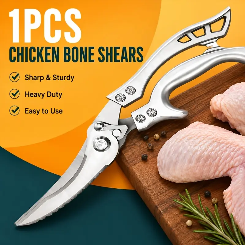 1 set of stainless steel kitchen scissors, poultry and fish cutting knives, ultra sharp bone cutting and scale cleaning knives, suitable for boneless meat and fruits, duck and fish scissors, convenient kitchen tools, Kitchenware