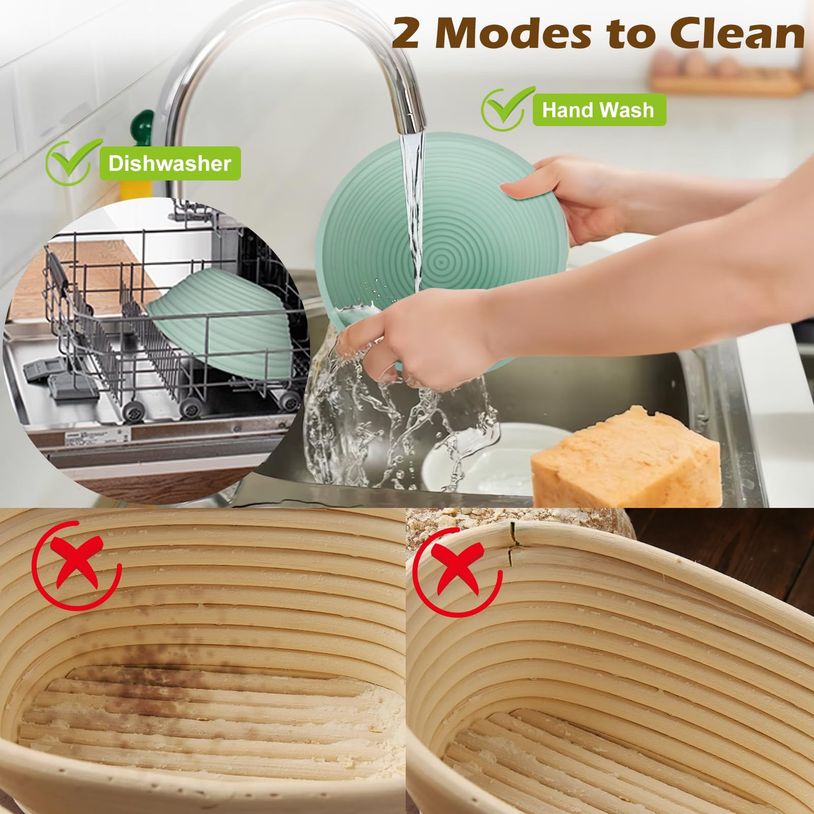 Silicone Bread Basket Set, 1 Set Including Round Bread Basket, Oval Bread Basket & Baking Tools, Complete Set for Bread Making with Tools, Sourdough Proofing Basket, Baking Accessories