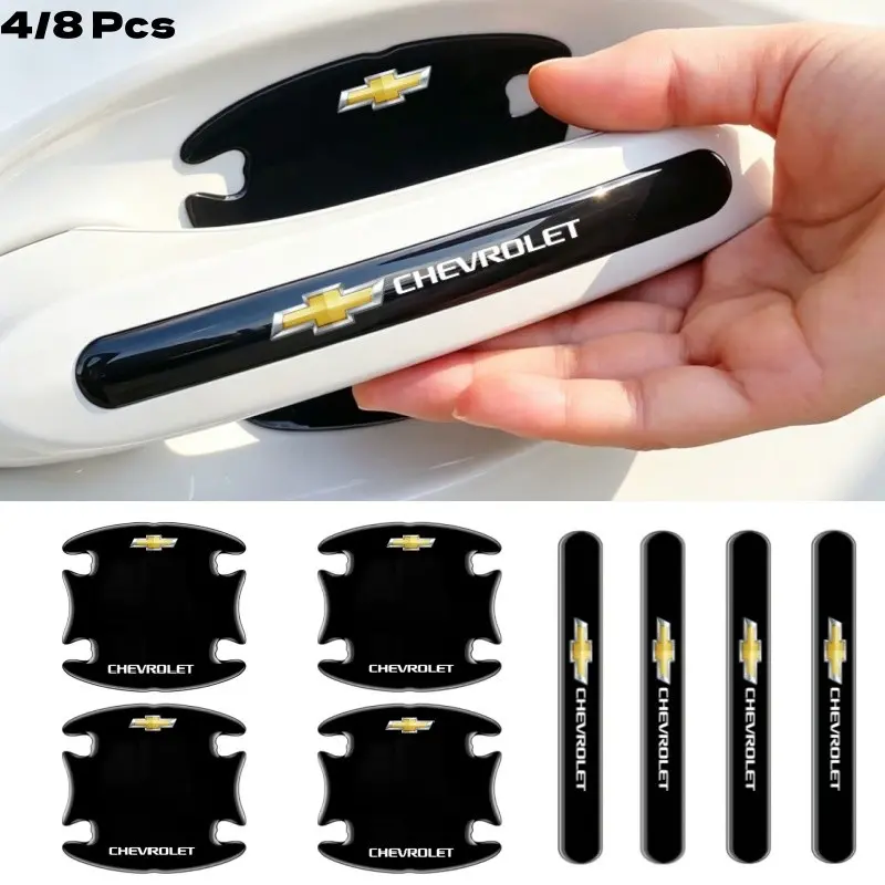 4/8 Pcs Car Door Handle Stickers, Scratch-Resistant Paint Protection, Rearview Mirror Guard, Chevrolet Compatible, Auto Accessories