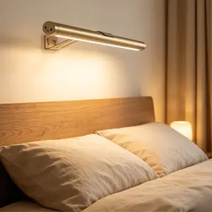 1pc No-Drill Rechargeable Mirror Light, Luxury Gold Extendable LED Makeup Lamp, Waterproof Soft Light, Wireless Rotatable Vanity Light