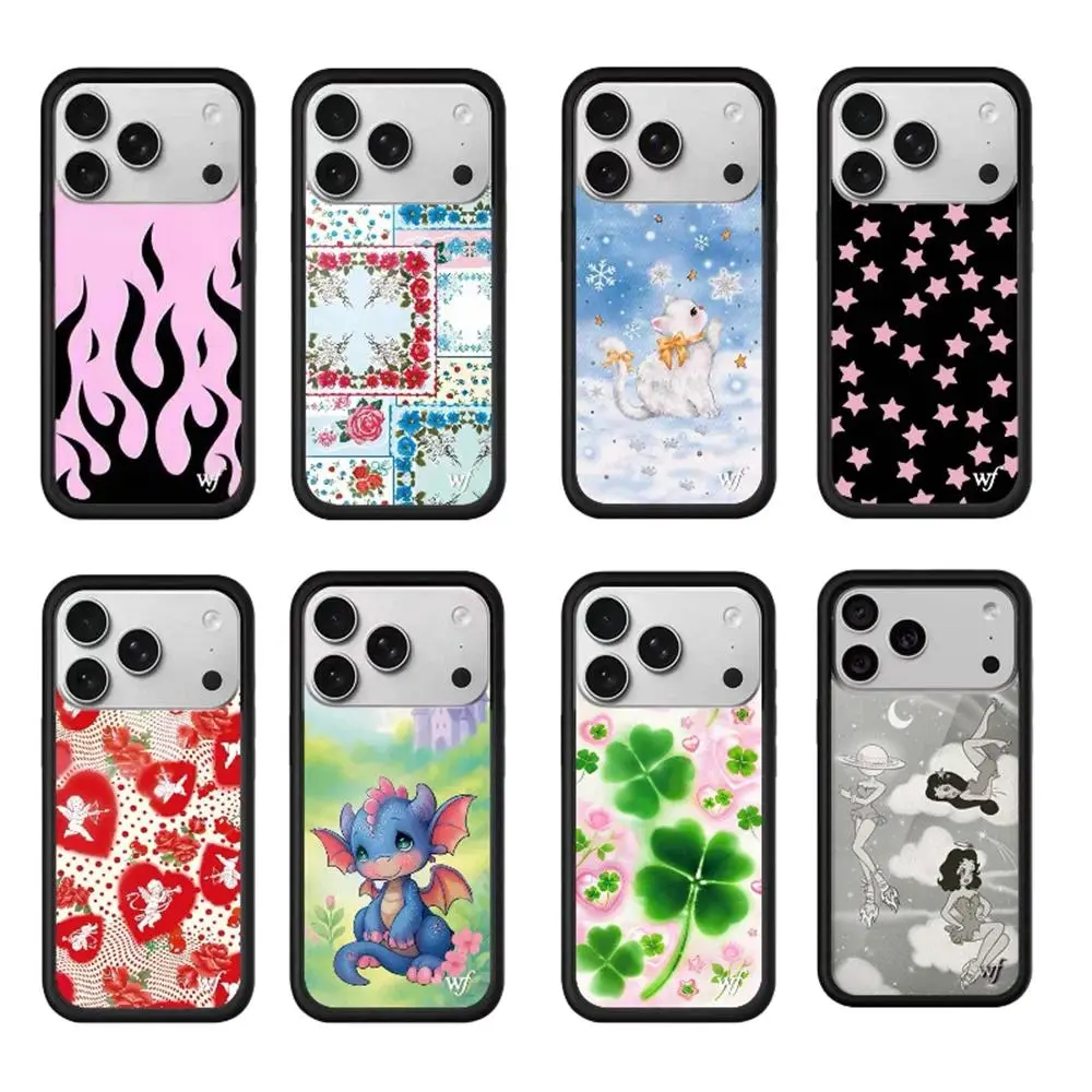 2026 New Wildflower 3D WF Cherry Cartoon Phone Case For iPhone 17 Pro 15 Plus 14 13 12 16 Pro Max Cover Cute Funda For 16 Max 17