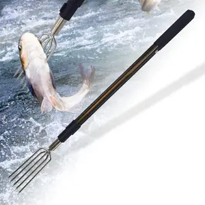 68" Telescopic Rod 5-Prong Replaceable Harpoon Fish Hunting Gig Gaff Fork Hook with 8mm Screw for Catching Fish, Frog, Mole